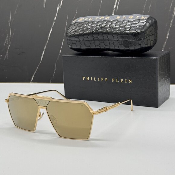 NEW SPP076V 400G PHILIPP PLEIN STUD GOLD MEN PHILIPP PLEIN SUNGLASSES - Picture 1 of 11
